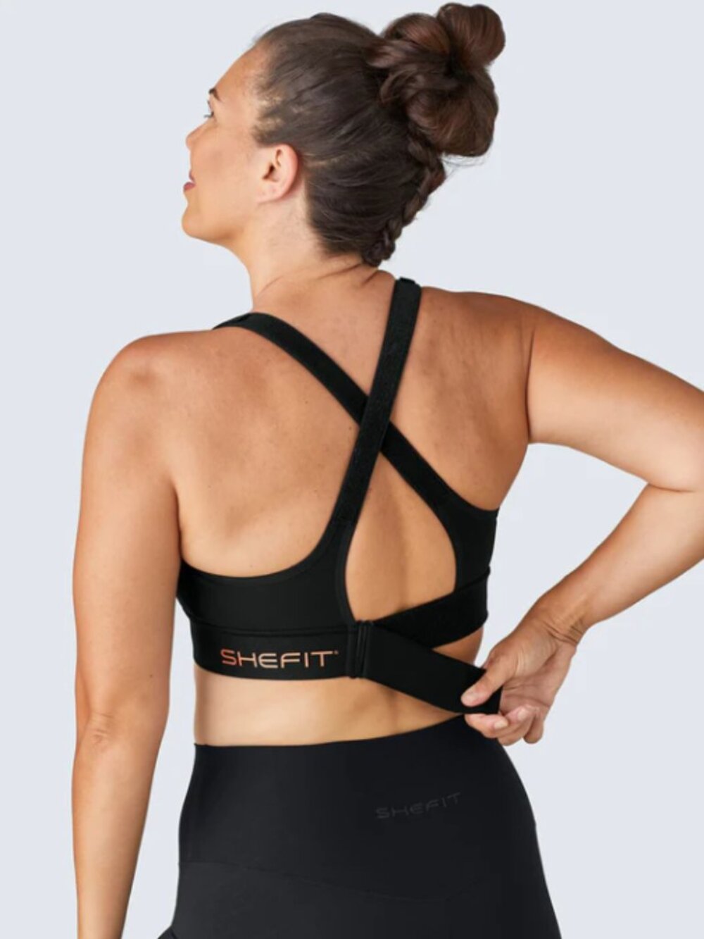 SHEFIT WOMEN'S HIGH IMPACT SPORTS BRA BLACK - Picture 2 of 9